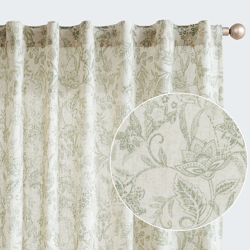 Winston Porter Floral Linen Blend French Country Curtains & Reviews